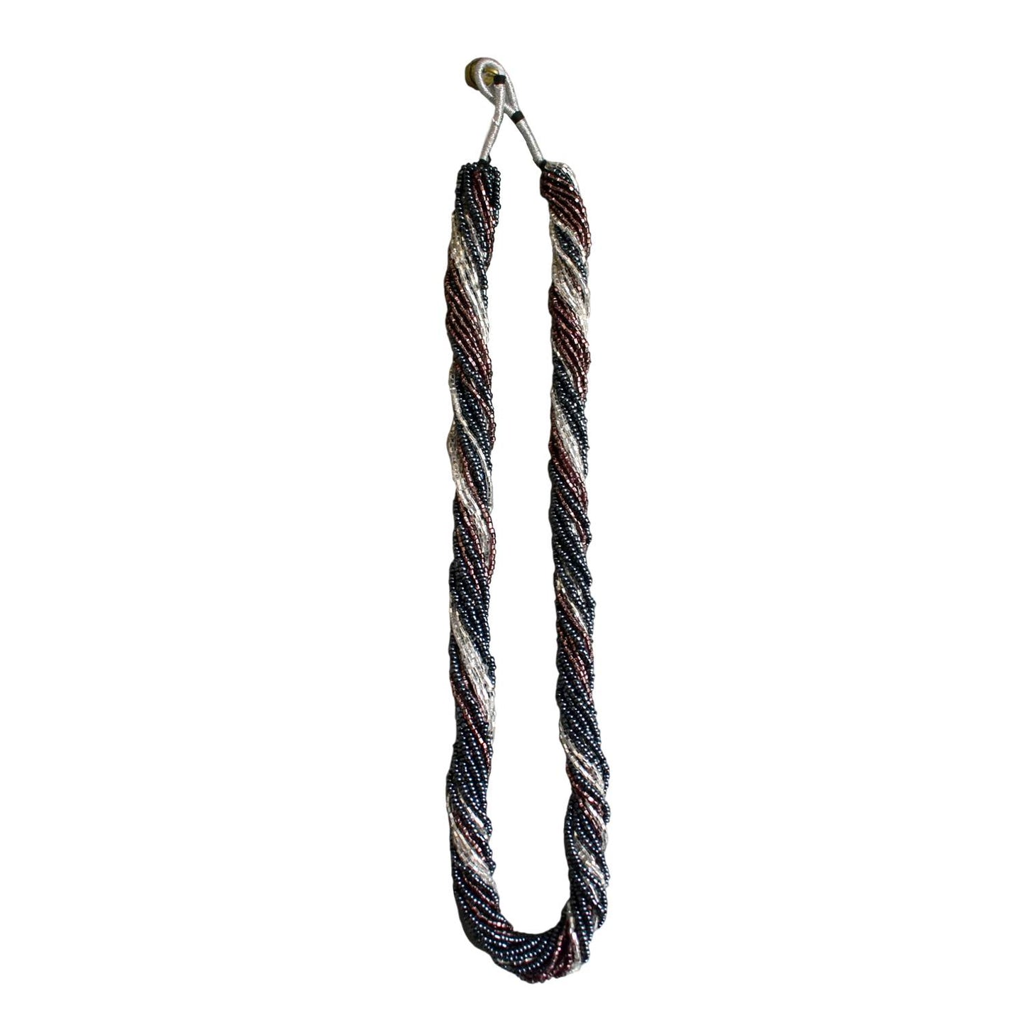 Beaded Potay Multi-Strand Multi-Color Twist Necklace - Blue-Mauve