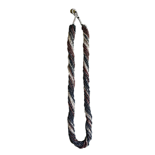 Beaded Potay Multi-Strand Multi-Color Twist Necklace - Blue-Mauve