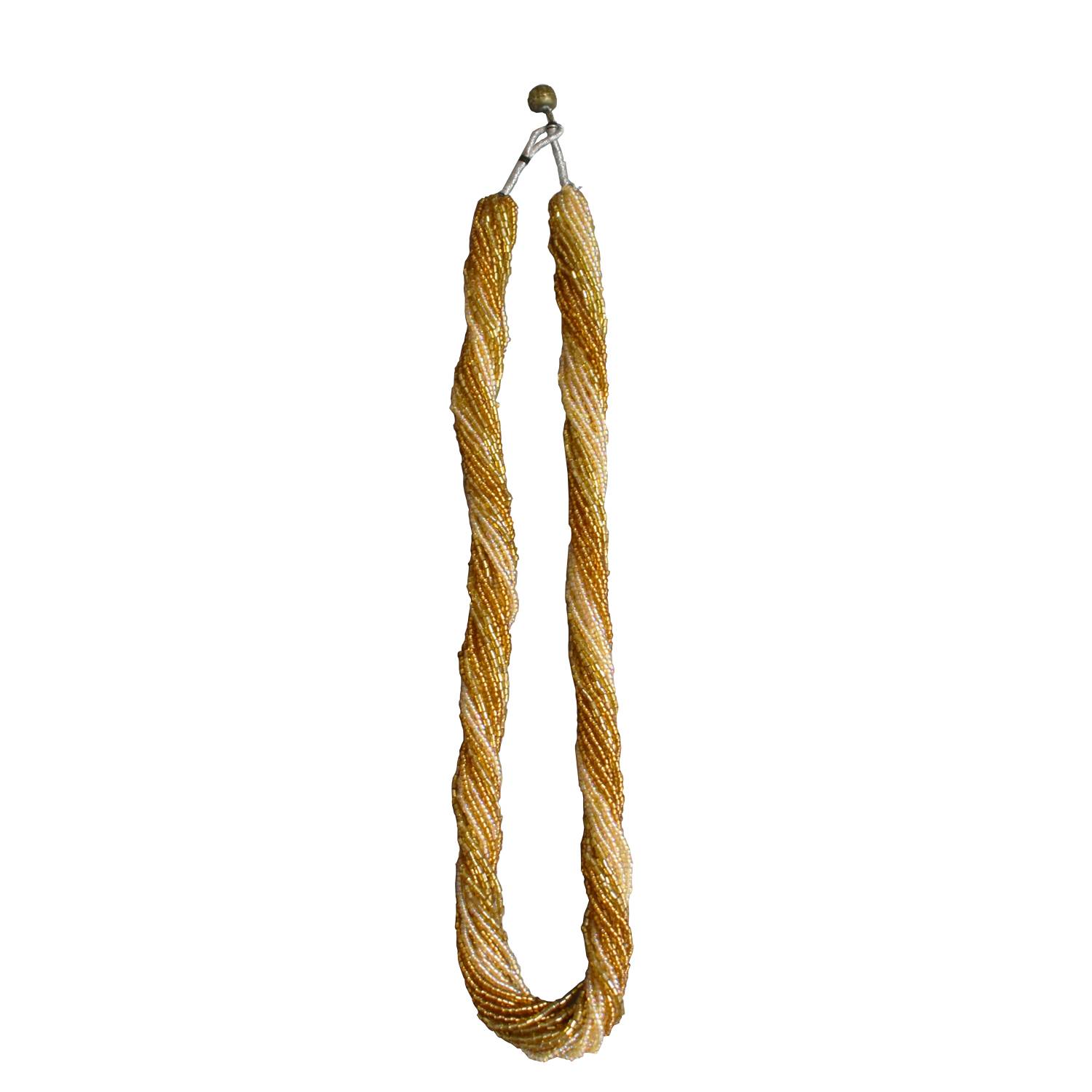 Beaded Potay Multi Strand Multi Color Twist Necklace Gold