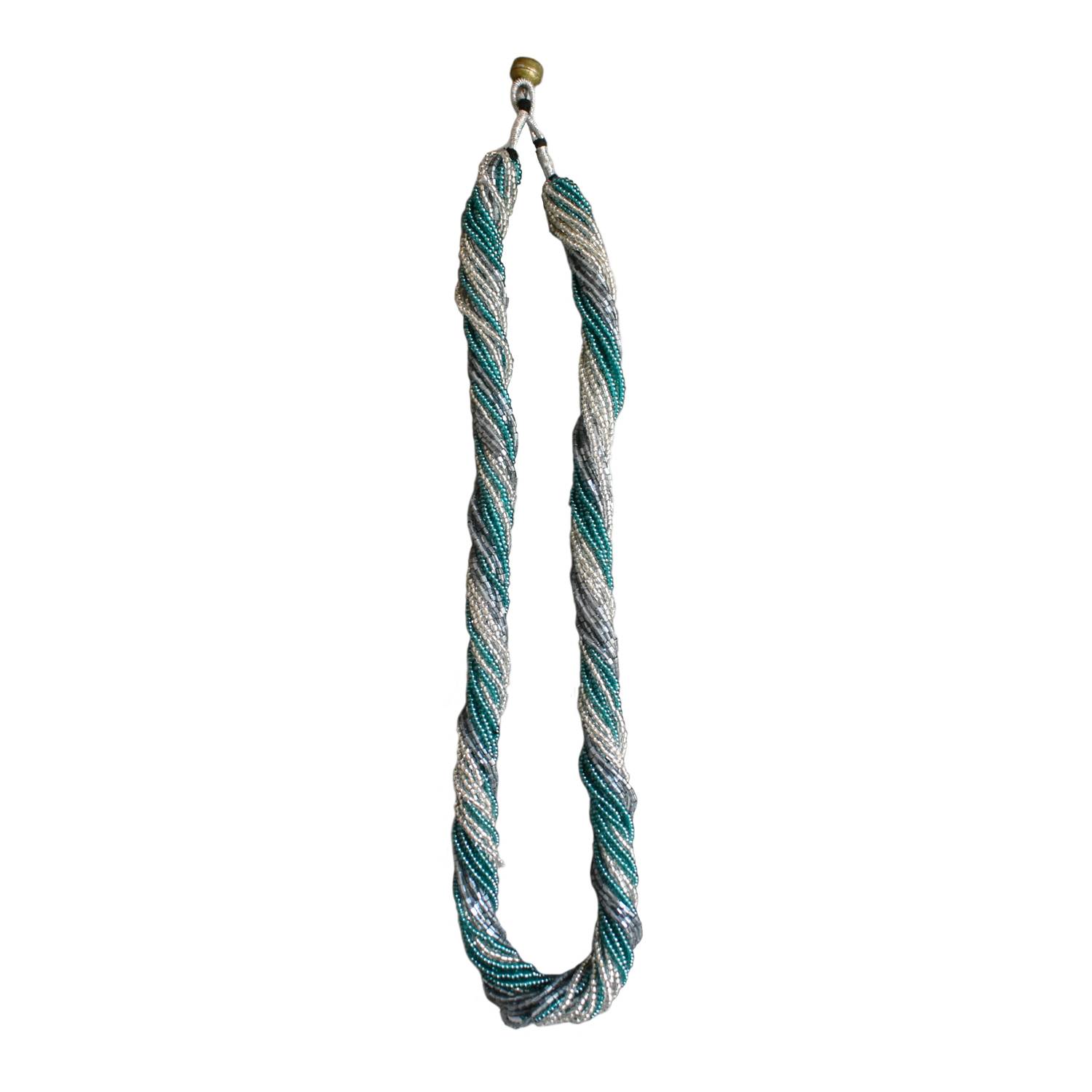 Beaded Potay Multi Strand Multi Color Twist Necklace Turquoise Silver