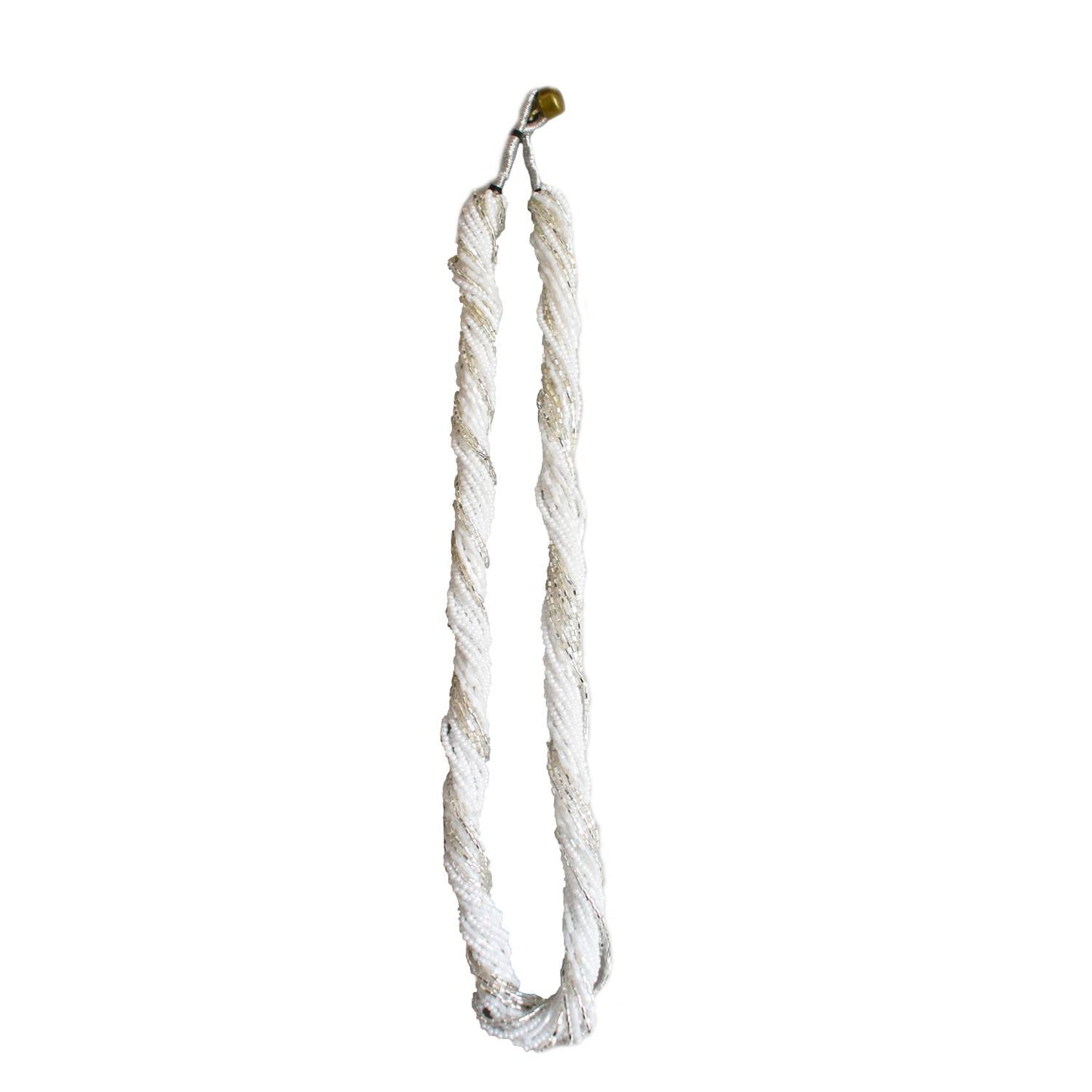 Beaded Potay Multi Strand Multi Color Twist Necklace White Silver