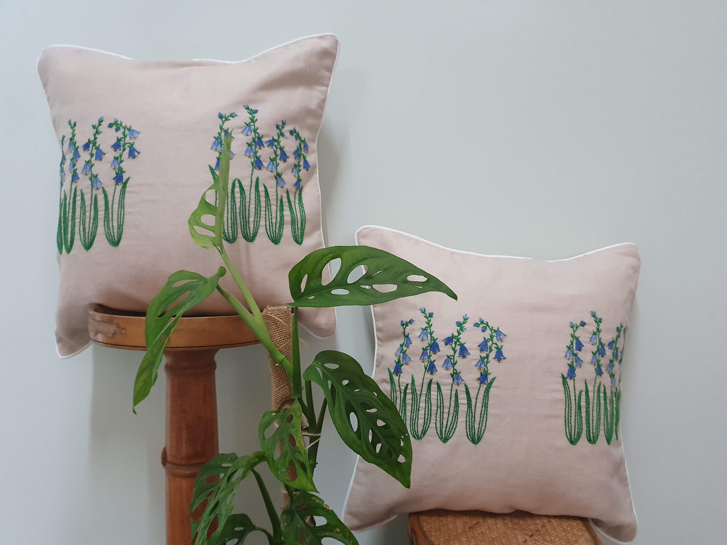 Ikali – Lavender Wreath - Hand-embroidered Cushion Cover Set (Set of 2)