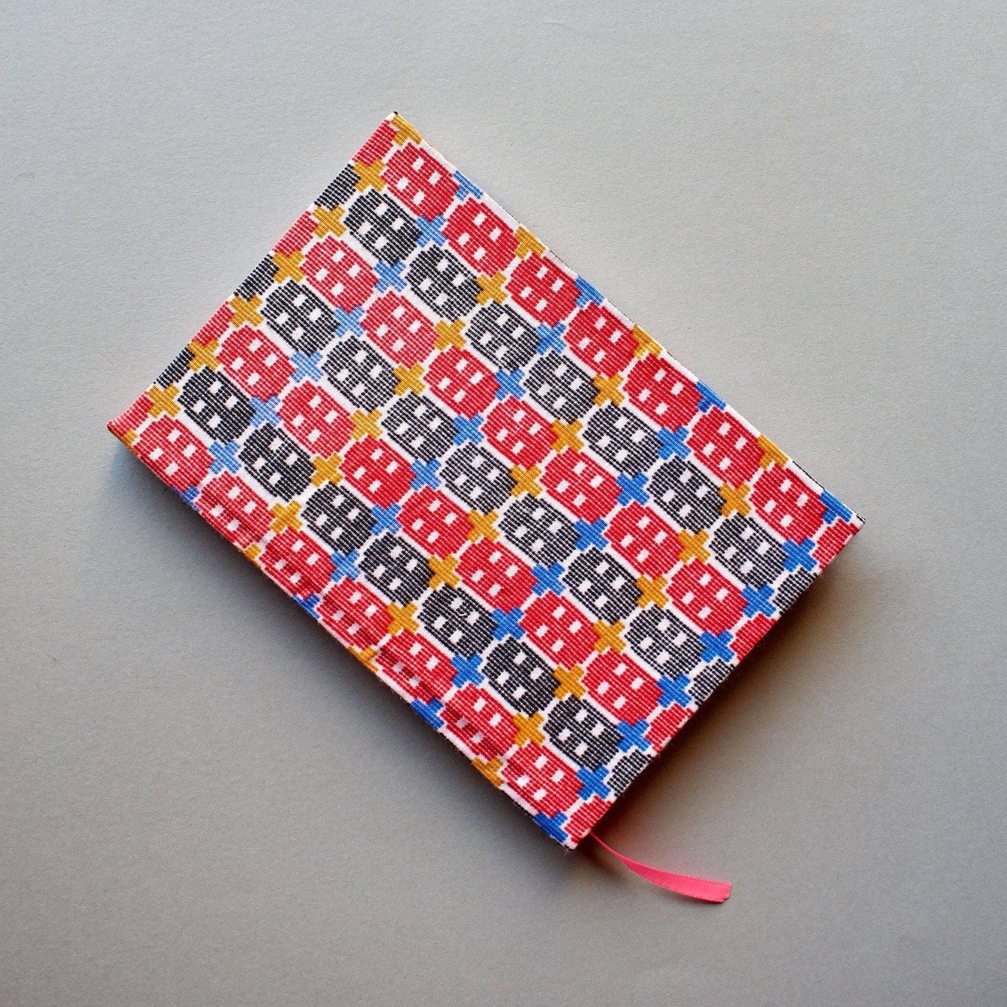Bhutanese Cloth handmade Notebook red Khirki Diagonal