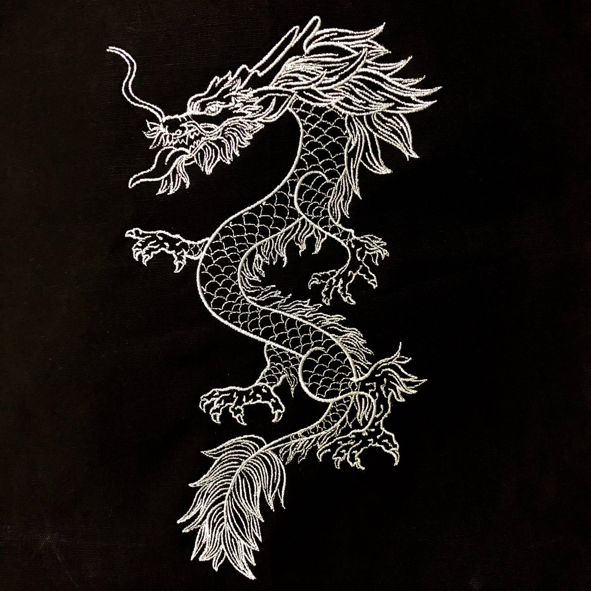 Mighty Silver Dragon Embroidered