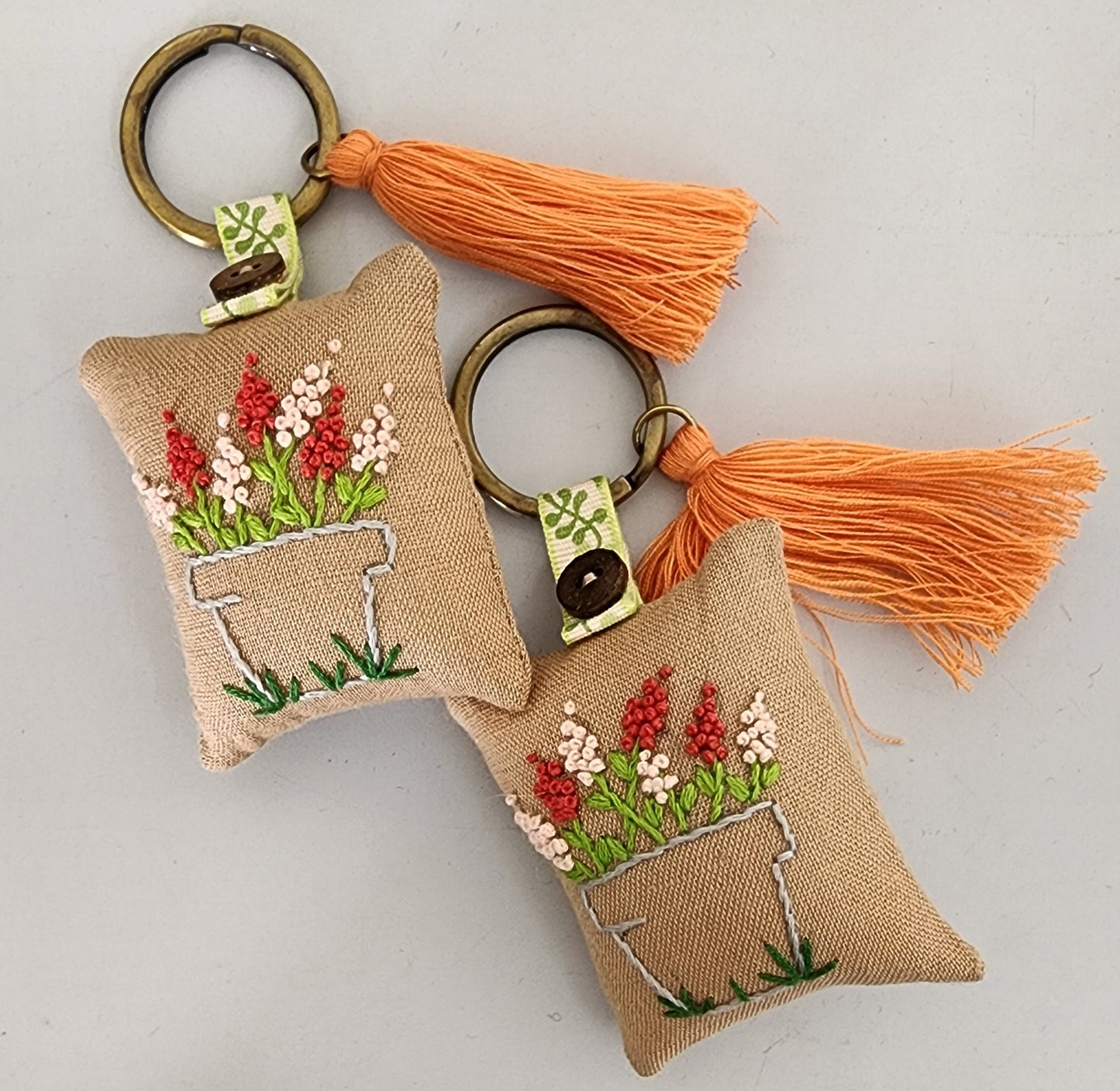 Ikali - Flower Basket - Hand-embroidered Keychain