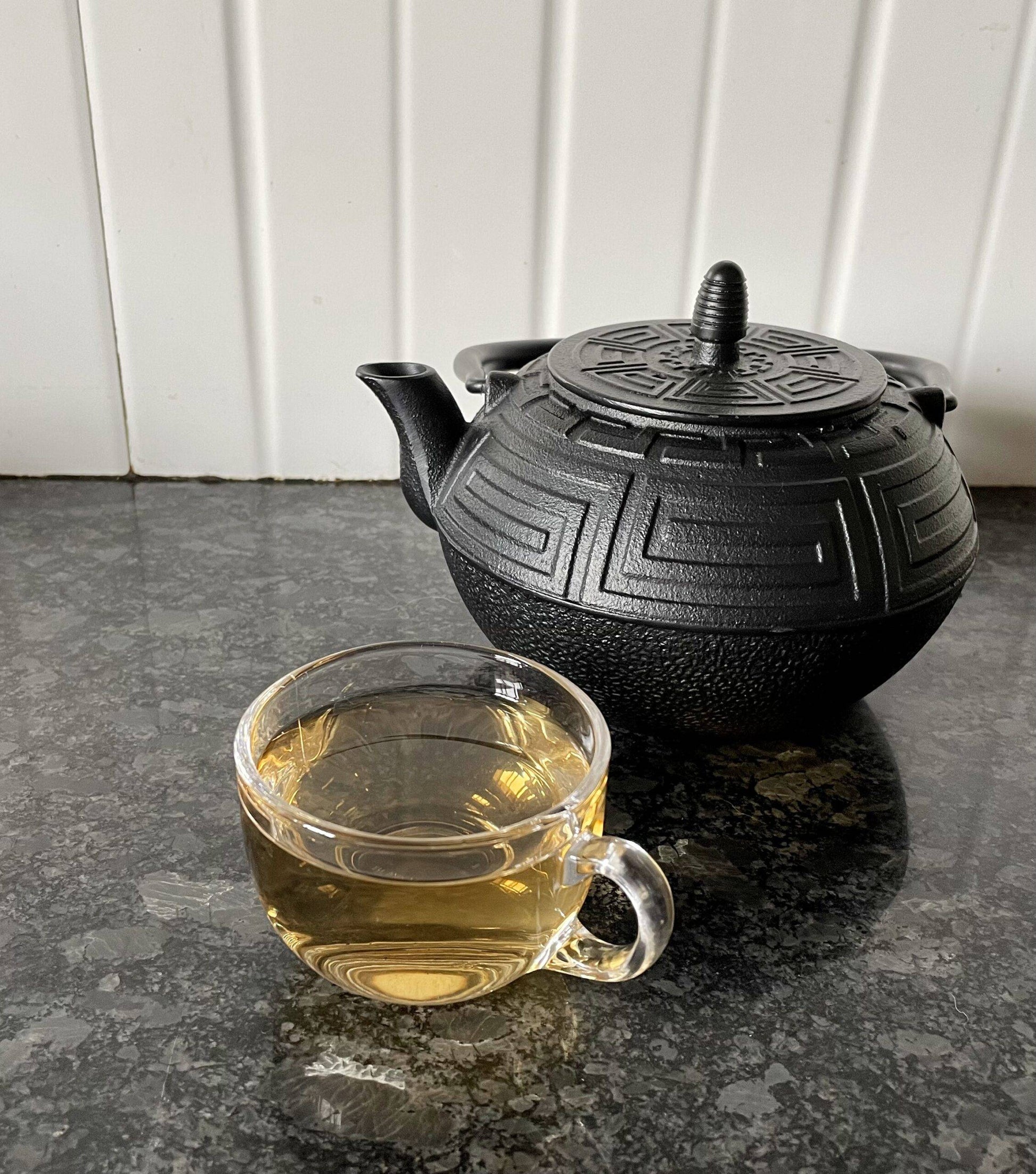 Cast-Iron Hobnail TeaPot - Traditional Japanese Tetsubin (Tetsu-Kyusu Black Square Wave TeaPot 1000ml with Stainless Steel Infuser for Brewing Tea