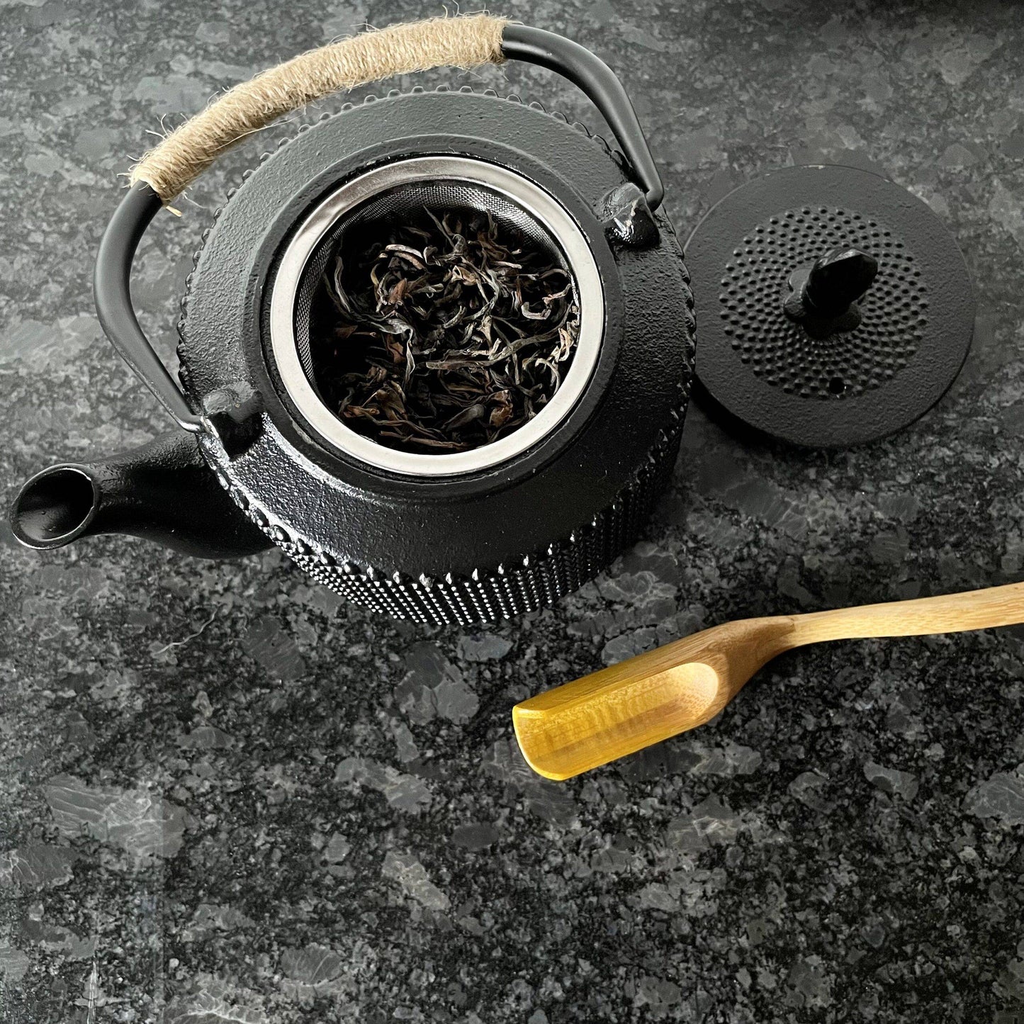 Cast-Iron Hobnail TeaPot - Traditional Japanese Tetsubin (Tetsu-Kyusu Black Arare patterned TeaPot 580ml Lid with Stainless Steel Infuser for Tea Brewing