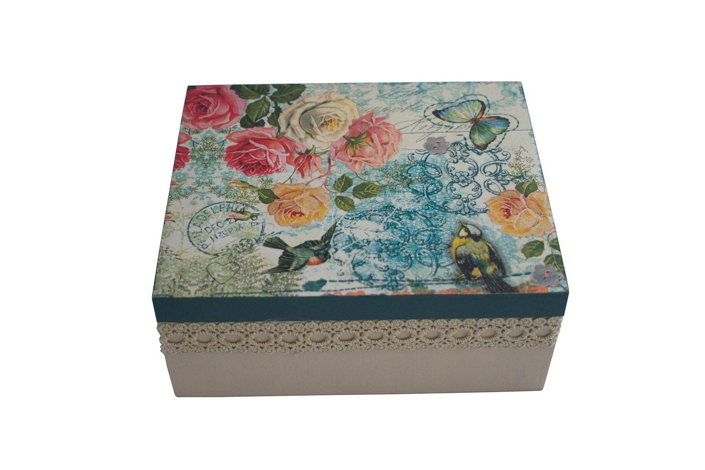 Krafty Koala Ivory Wings handmade Tea Box closed front