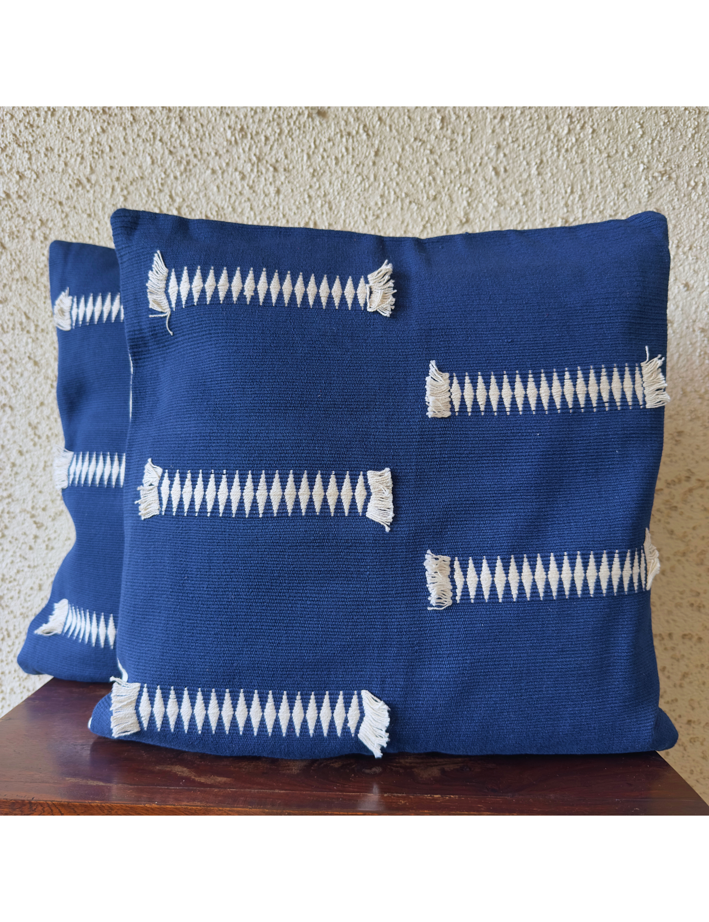 Chizami Weaves - Loin Loom Handwoven Cushion Cover Set in Cobalt Blue (Set of 2)
