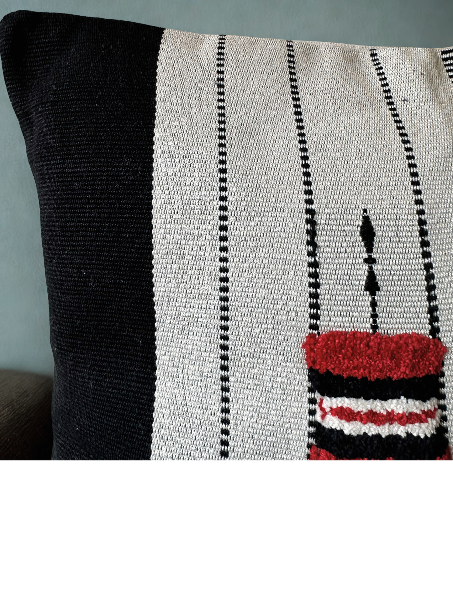 Chizami Weaves - Loin Loom Handwoven Cushion Cover Set with Naga Spear Motif - in White (Set of 2)
