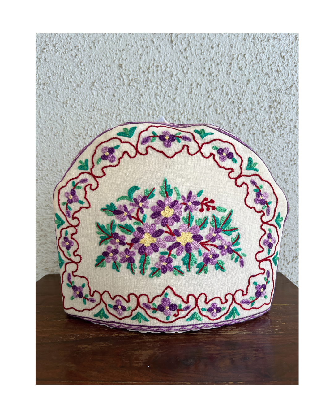 Handmade Tea Cosy - Kashmiri Chain-stitch embroidery, Large