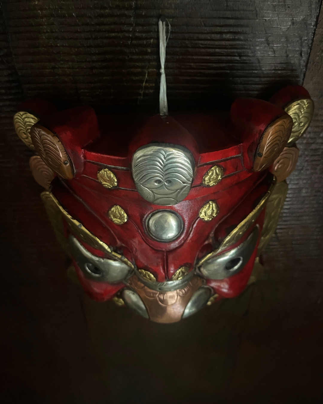 Red Mahākāla Handmade Wooden Mask
