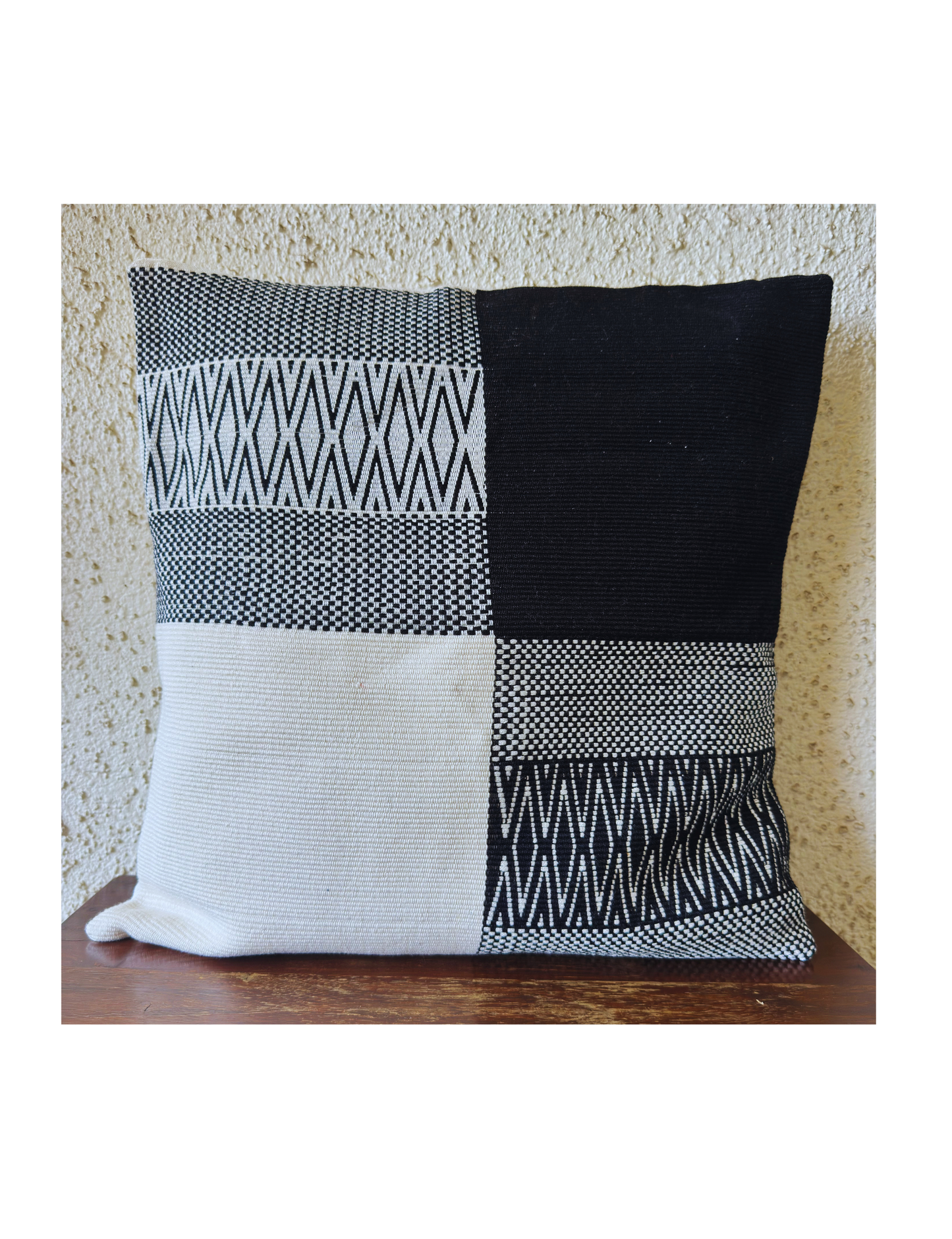 Chizami Weaves - Loin Loom Handwoven Cushion Cover Set in Black & White (Set of 2)