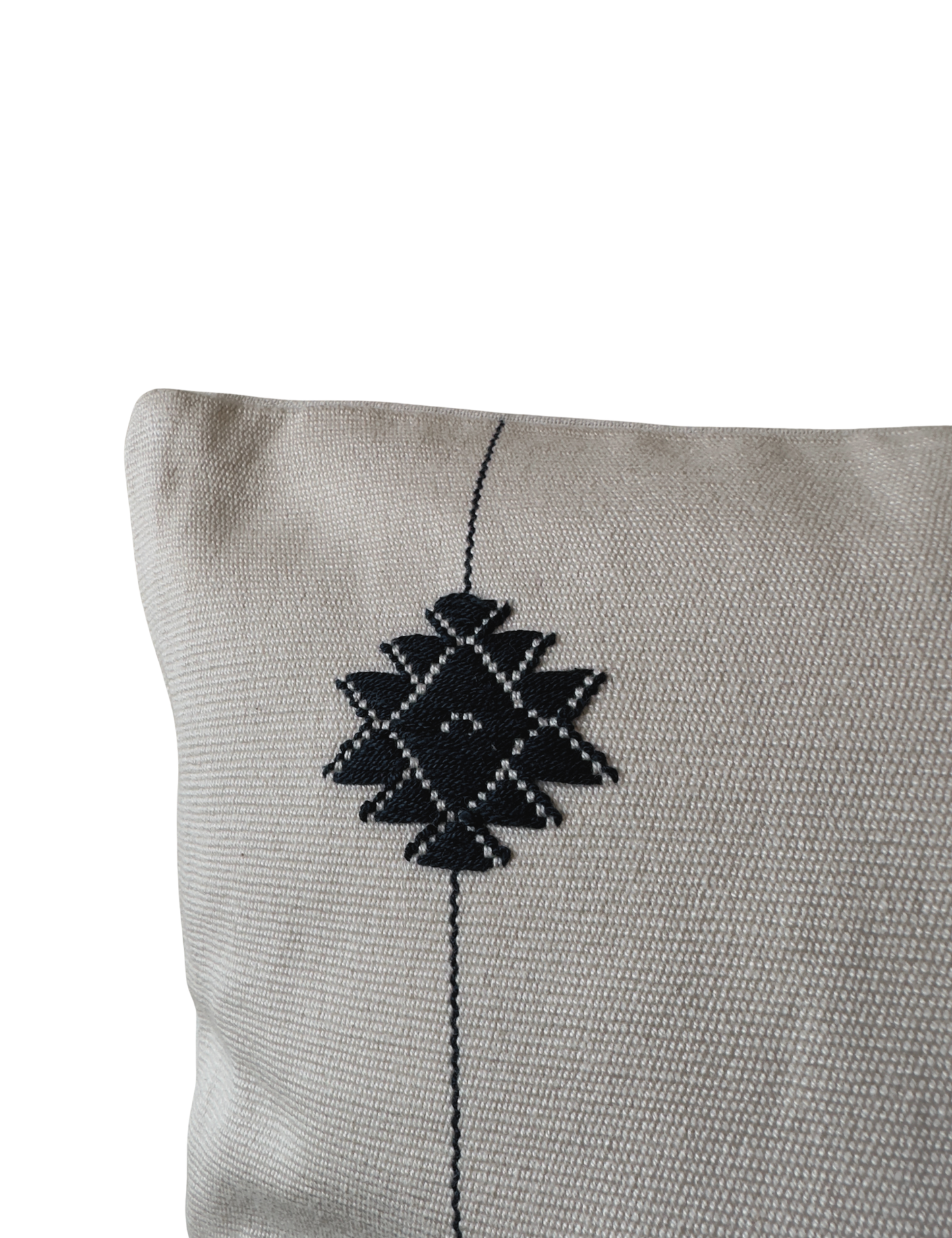 Chizami Weaves - Loin Loom Handwoven Cushion Cover Set in White with Black Motif (Single)