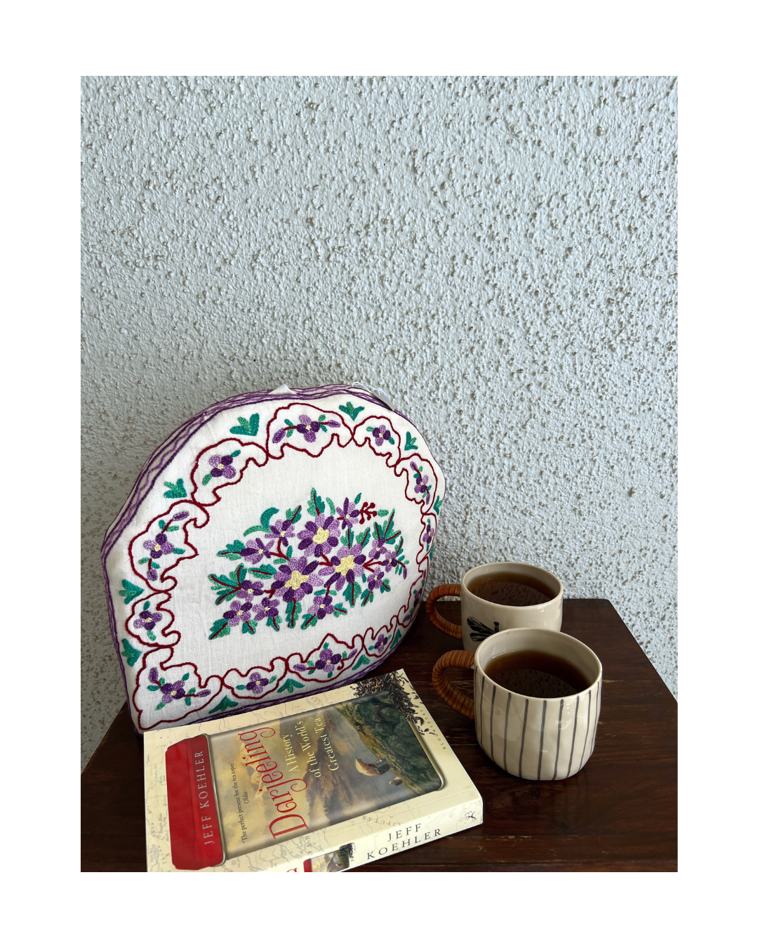 Handmade Tea Cosy - Kashmiri Chain-stitch embroidery, Large