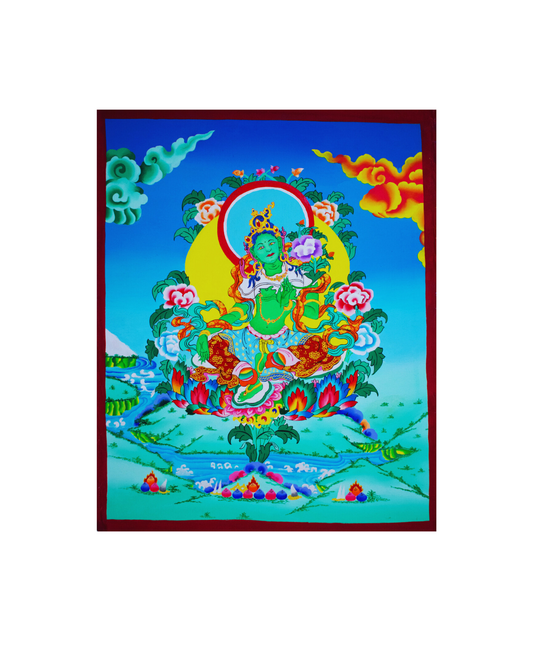 Green Tara, Mother of all Buddhas, Shyamatara (Sanskrit), Jejun Doma (Tibetan) Thangka