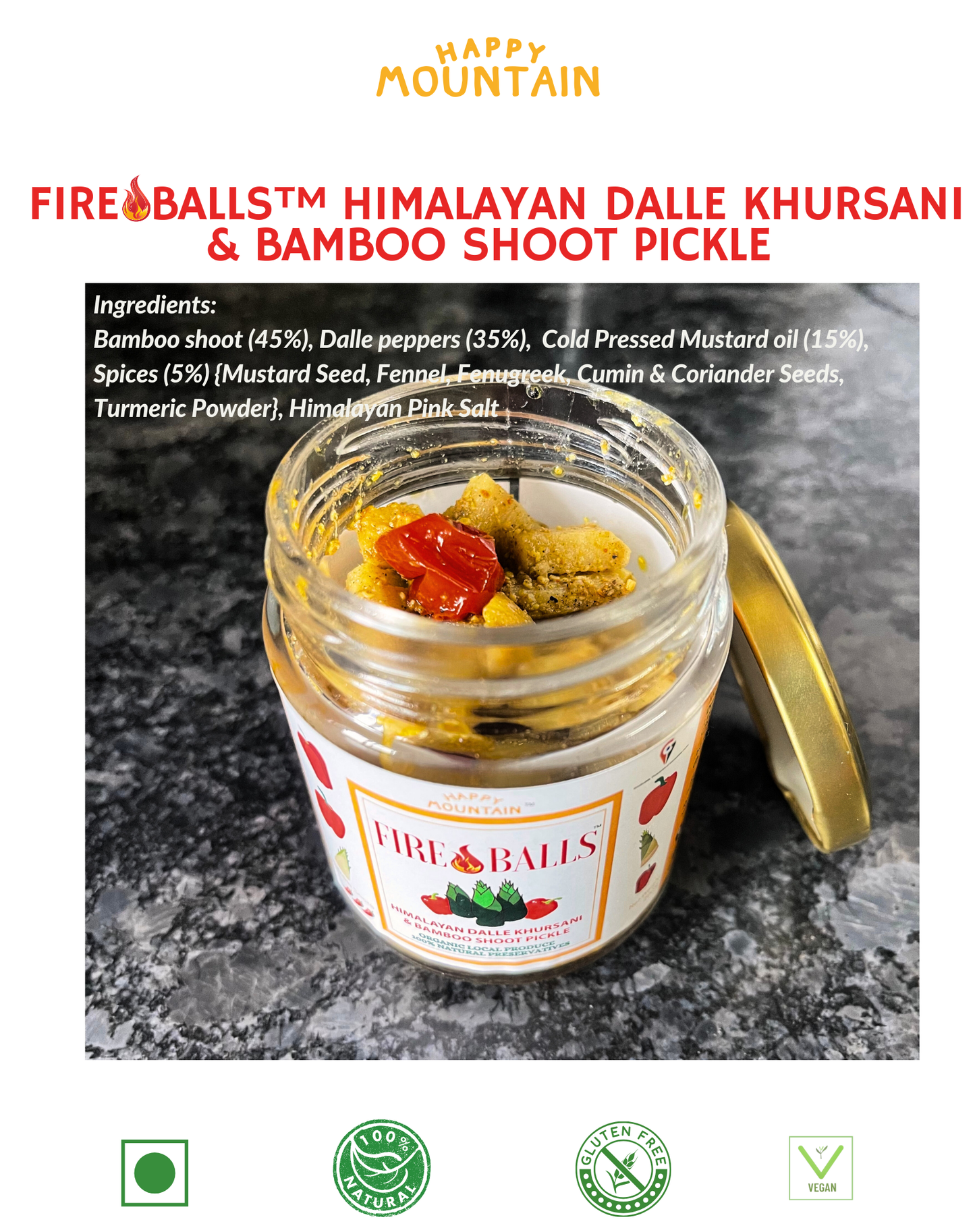 Happy Mountain™ - Fireballs™ - Himalayan Dalle Khursani & Bamboo Shoot Pickle Twin Combo (x 2)