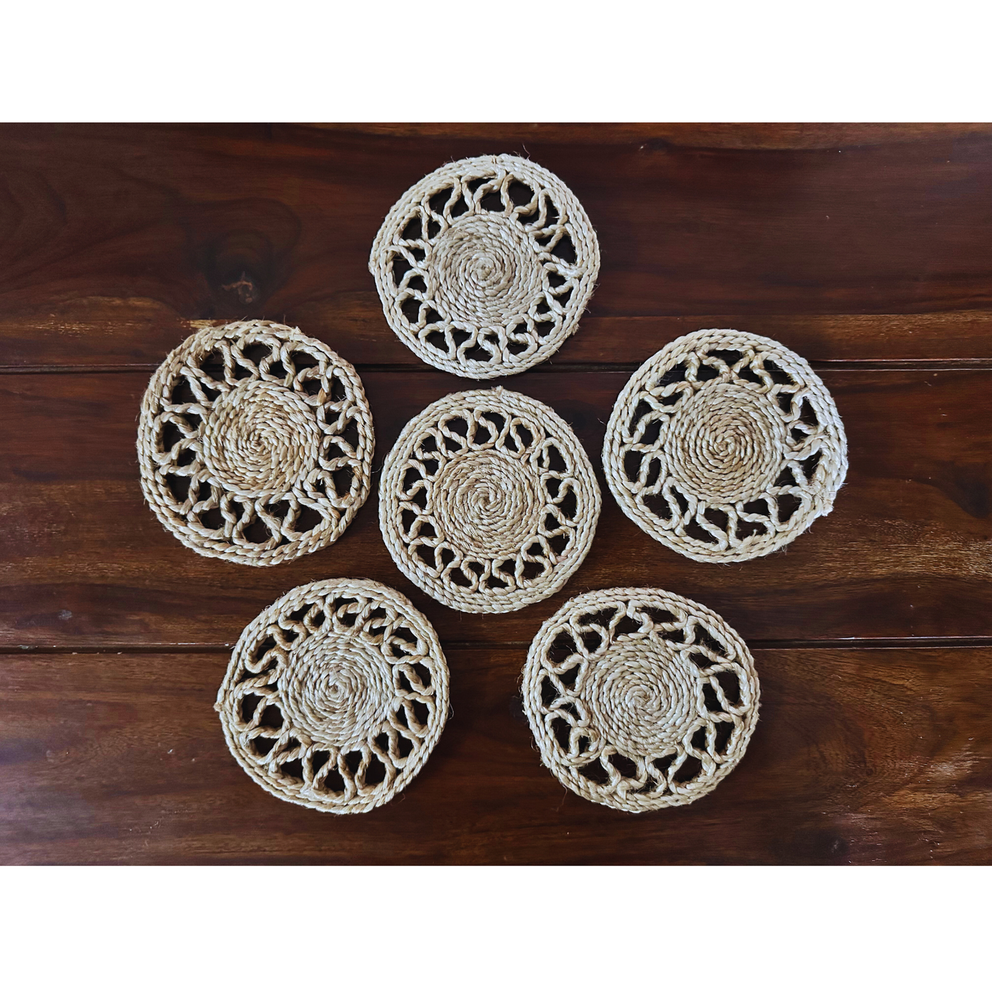 Handwoven Jute Coasters (Set of 6)