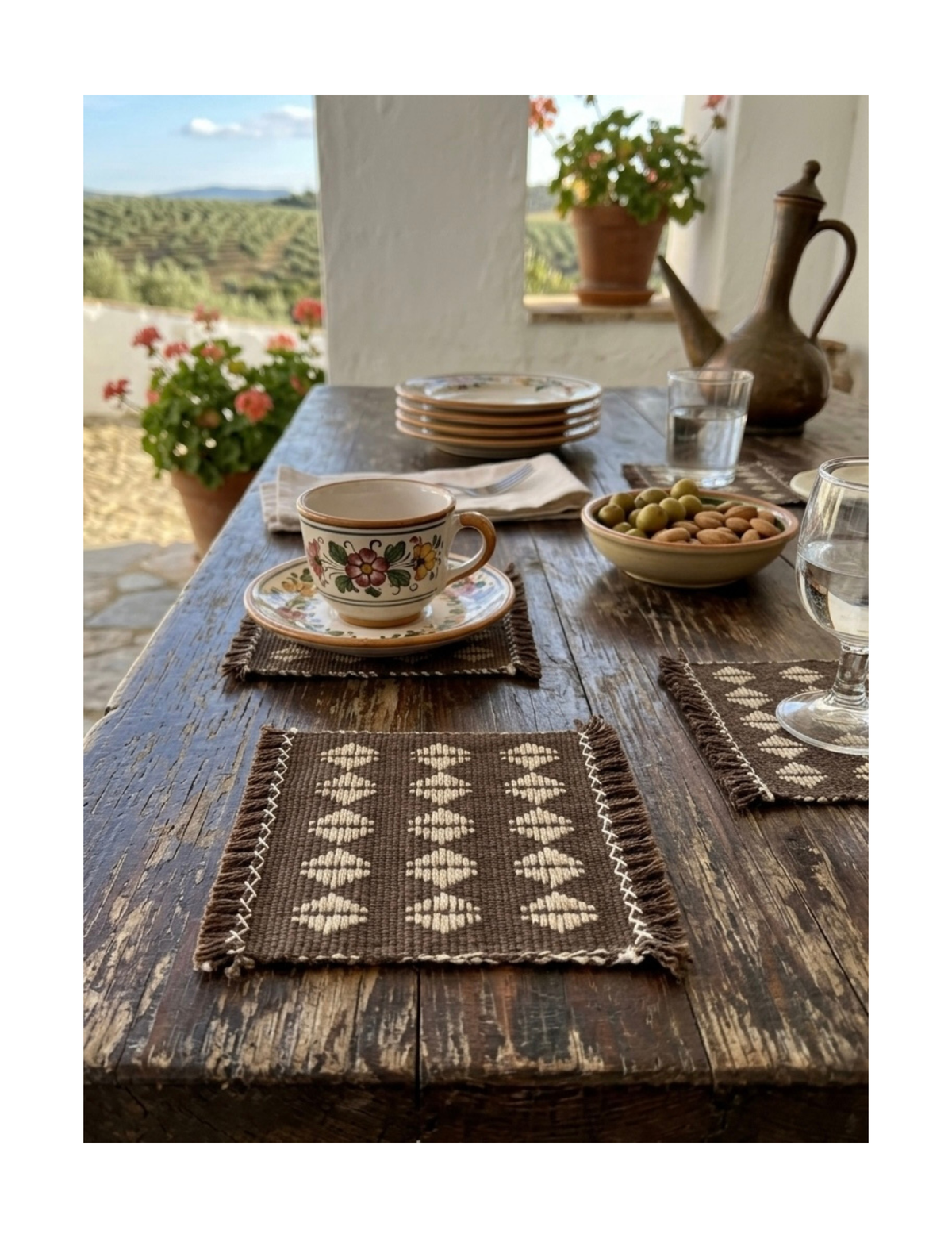 Chizami Weaves - Handwoven Cotton Yarn Coasters (Set of 6)