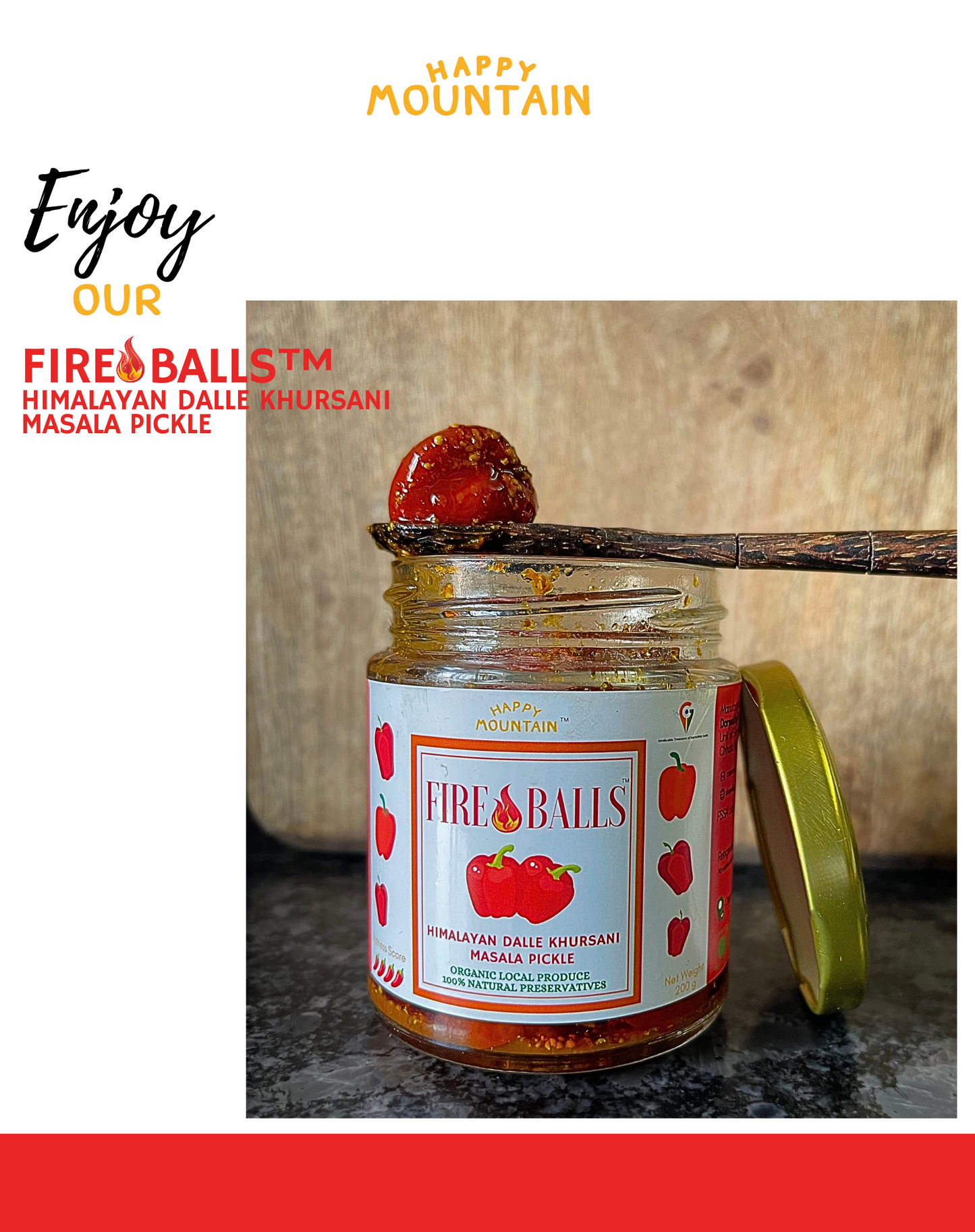 - Happy Mountain™ - Fireballs™ - Himalayan Dalle Khursani Masala Pickle