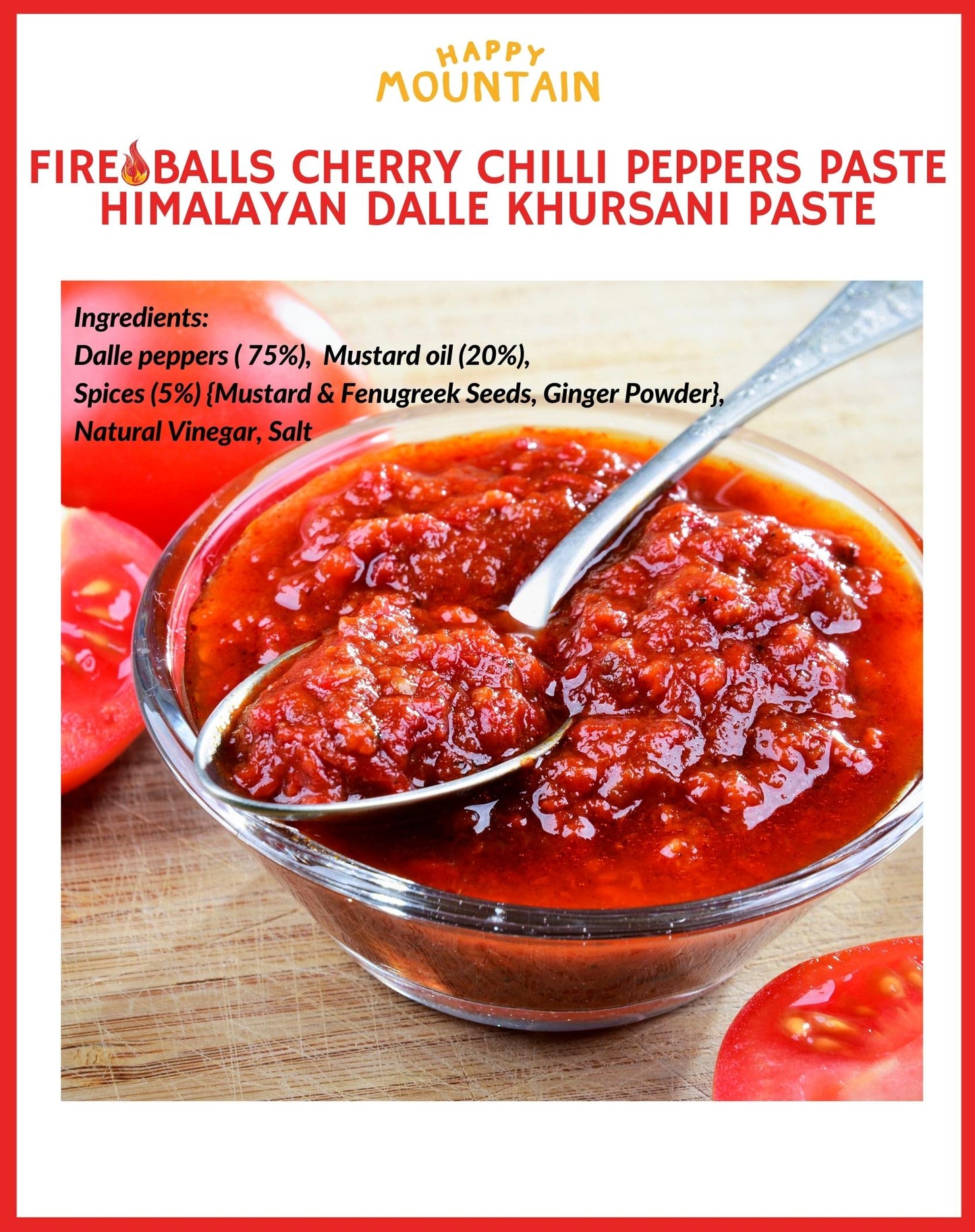 Happy Mountain™ - Fireballs™ - Cherry Chilli Peppers (Dalle Khursani) Paste Twin Combo (x 2)