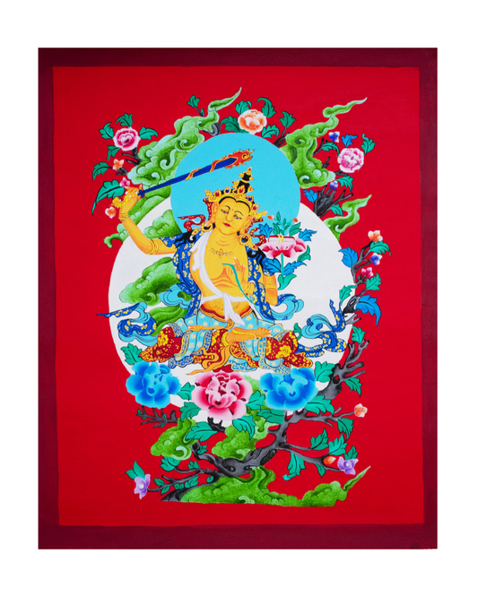Bodhisattva of Transcendent Wisdom, Manjushri, Prajna (Sanskrit) Thangka