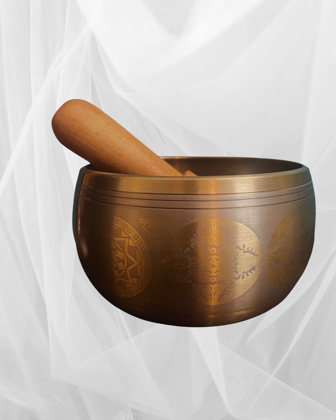 Singing Bowl - 5-metal Panchaloha Hand-hammered Engraved Bowl (4 inch) with Wooden Mallet