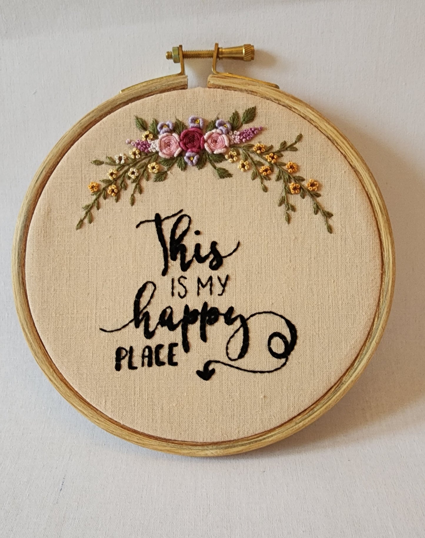 Ikali - Happy Place - Hand-embroidered Wall-hanging Hoop