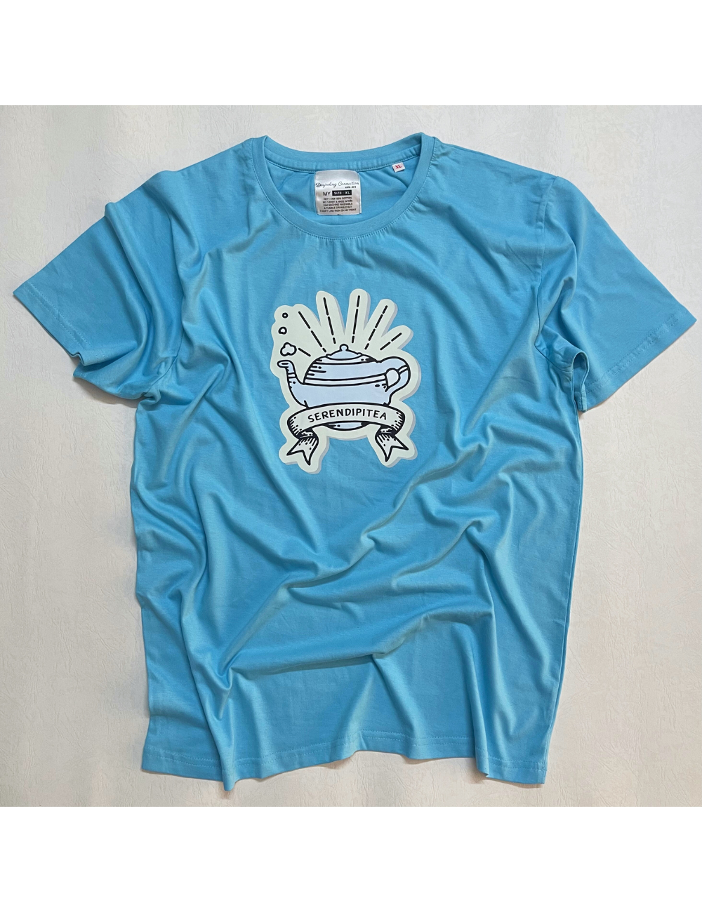 Serendipitea - Sky Blue - Regular Fit 100% Cotton T-Shirt