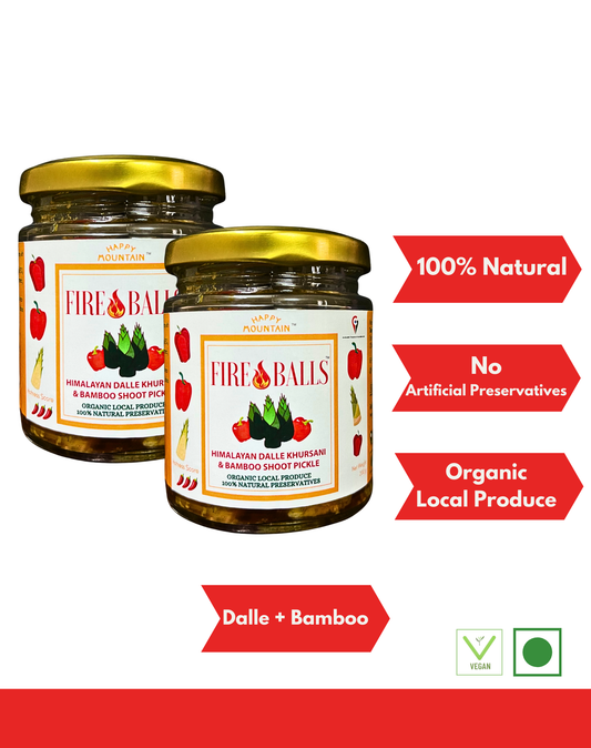 Happy Mountain™ - Fireballs™ - Himalayan Dalle Khursani & Bamboo Shoot Pickle Twin Combo (x 2)