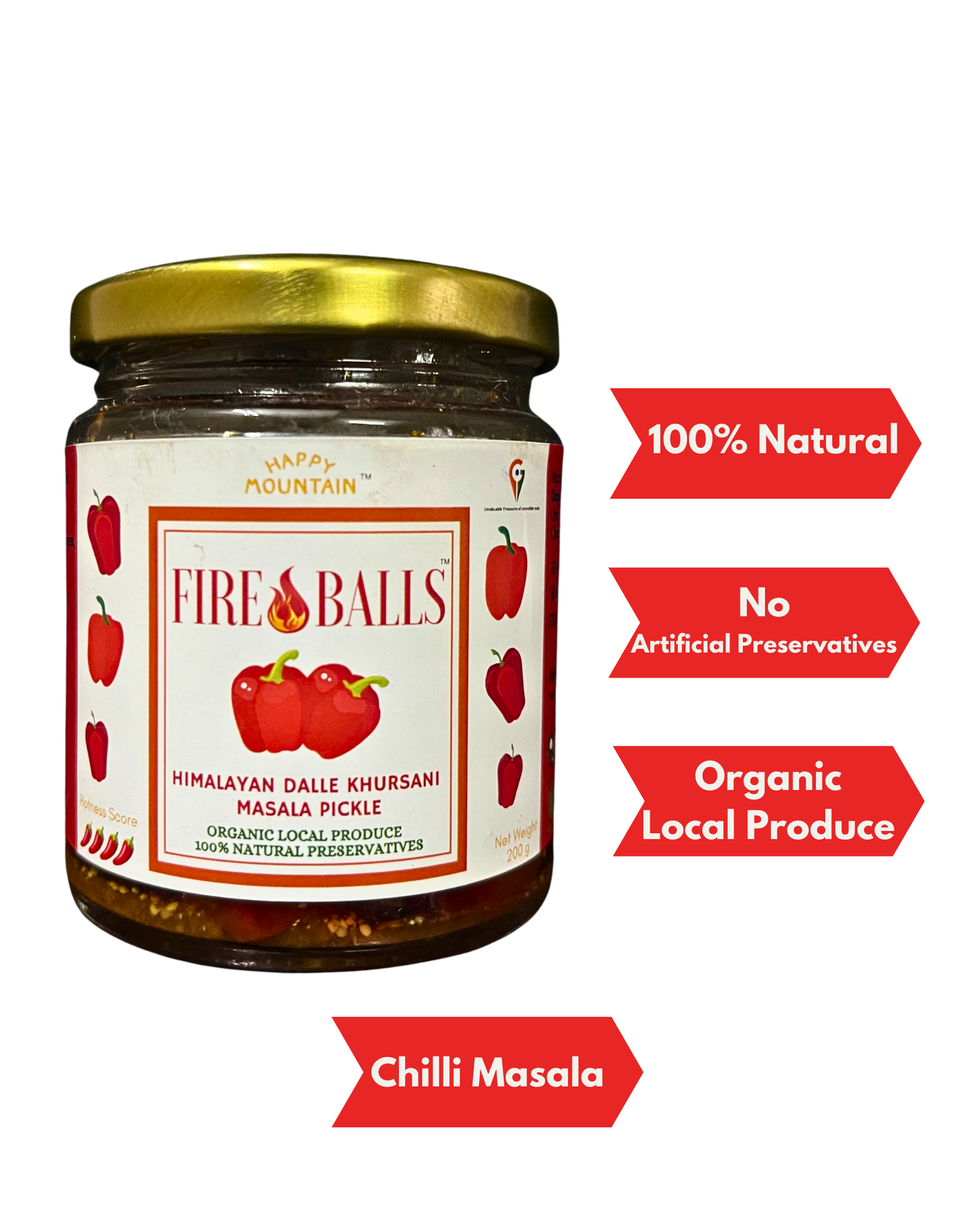 - Happy Mountain™ - Fireballs™ - Himalayan Dalle Khursani Masala Pickle