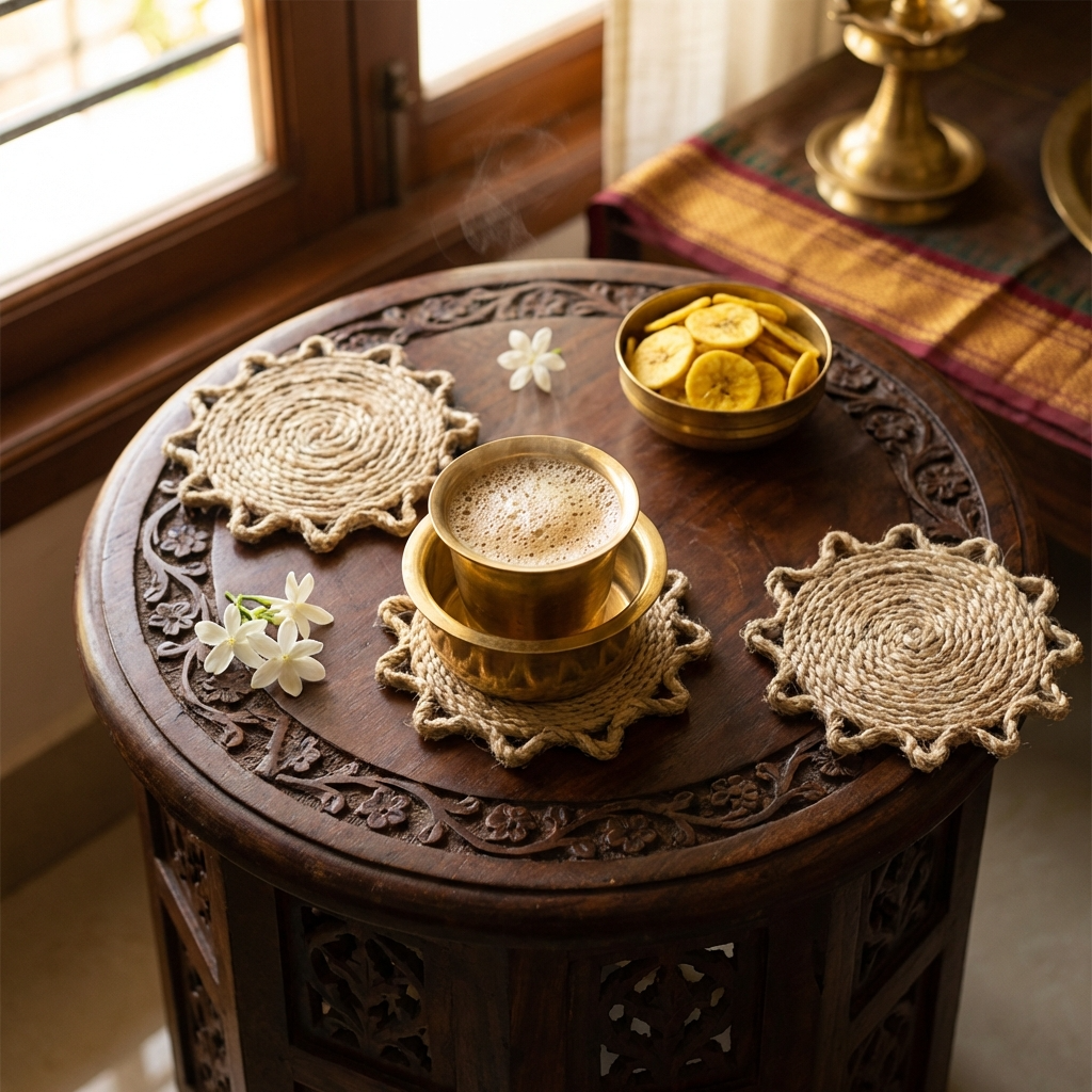 Handwoven Jute Coasters (Set of 6)