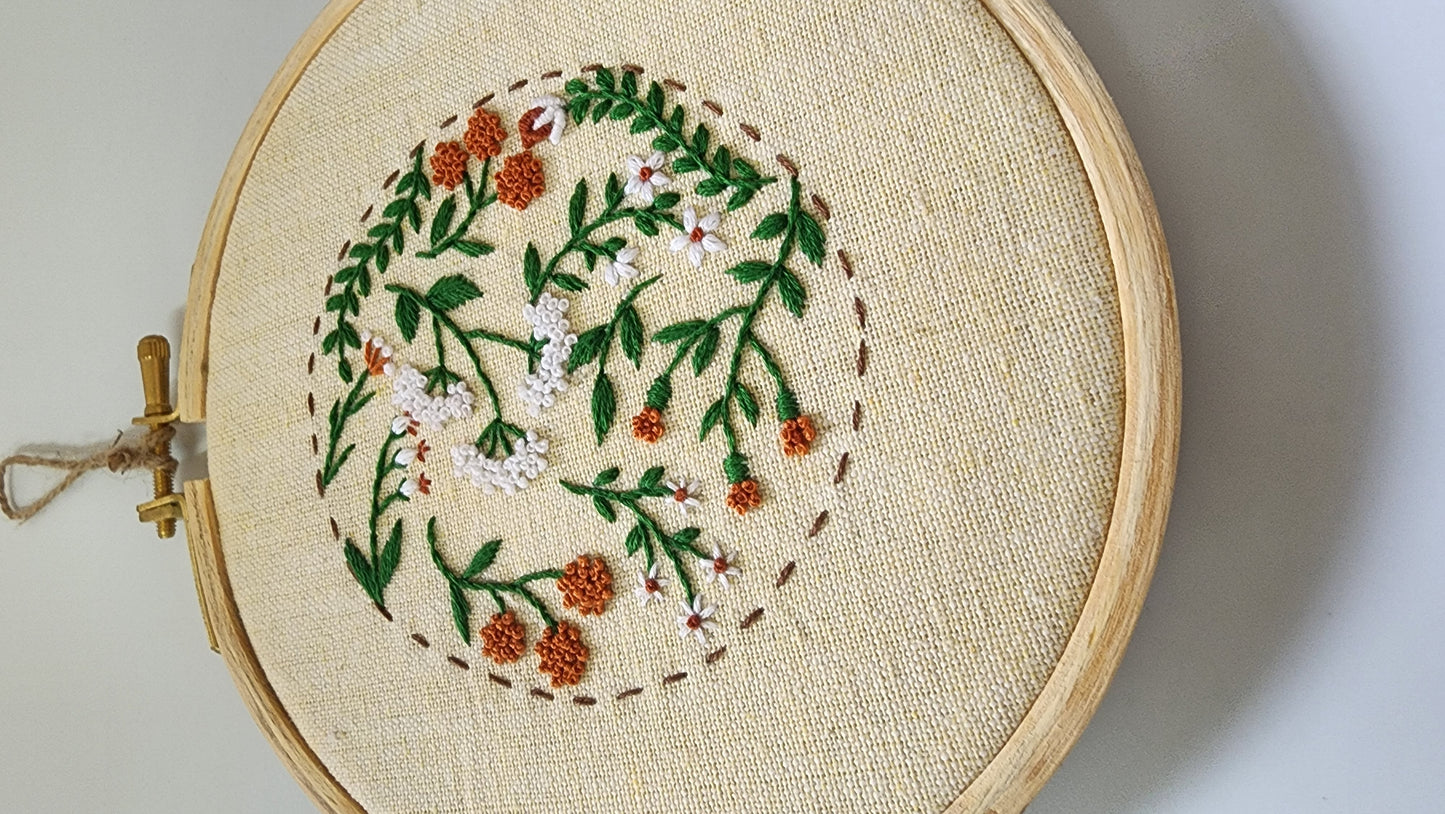 Ikali - Flower Circle - Hand-embroidered Wall-hanging Hoop