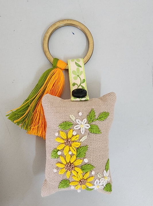 Ikali - Floral - Hand-embroidered Keychain