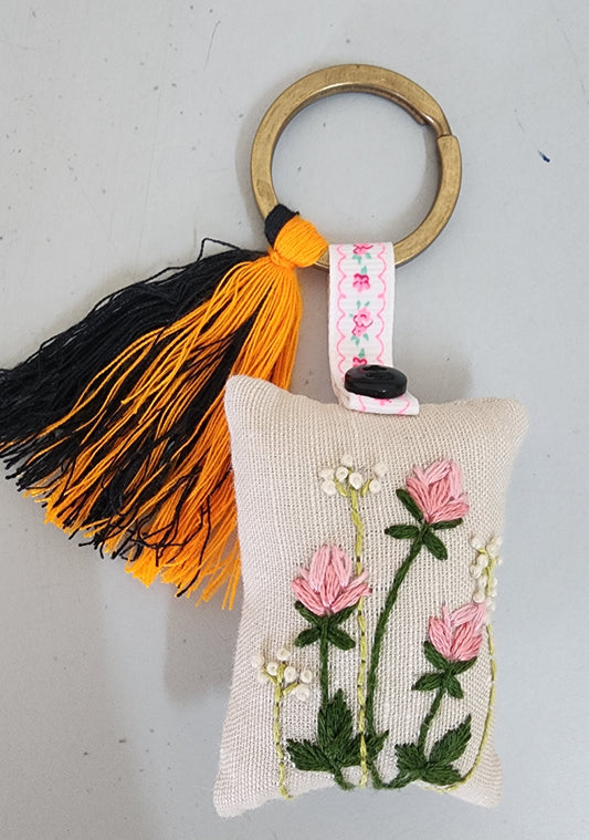 Ikali - Floral - Hand-embroidered Keychain