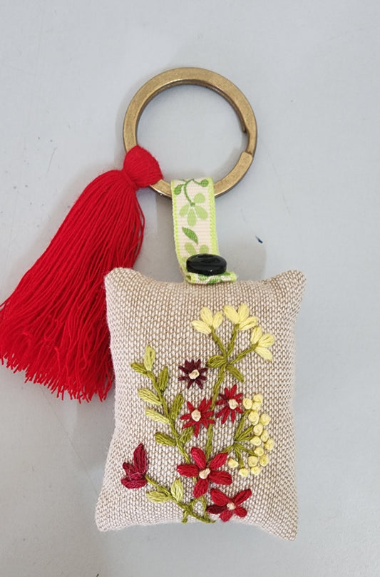 Ikali - Floral - Hand-embroidered Keychain