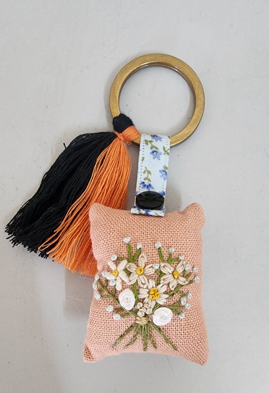 Ikali - Floral - Hand-embroidered Keychain