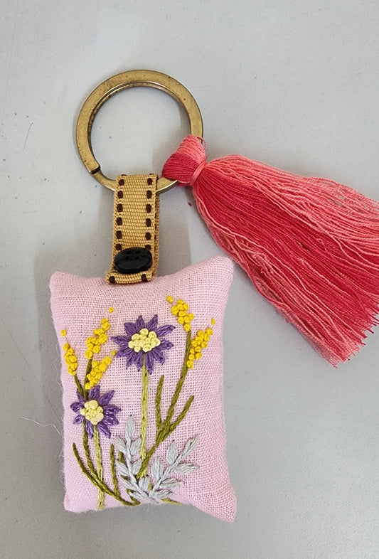 Ikali - Floral - Hand-embroidered Keychain