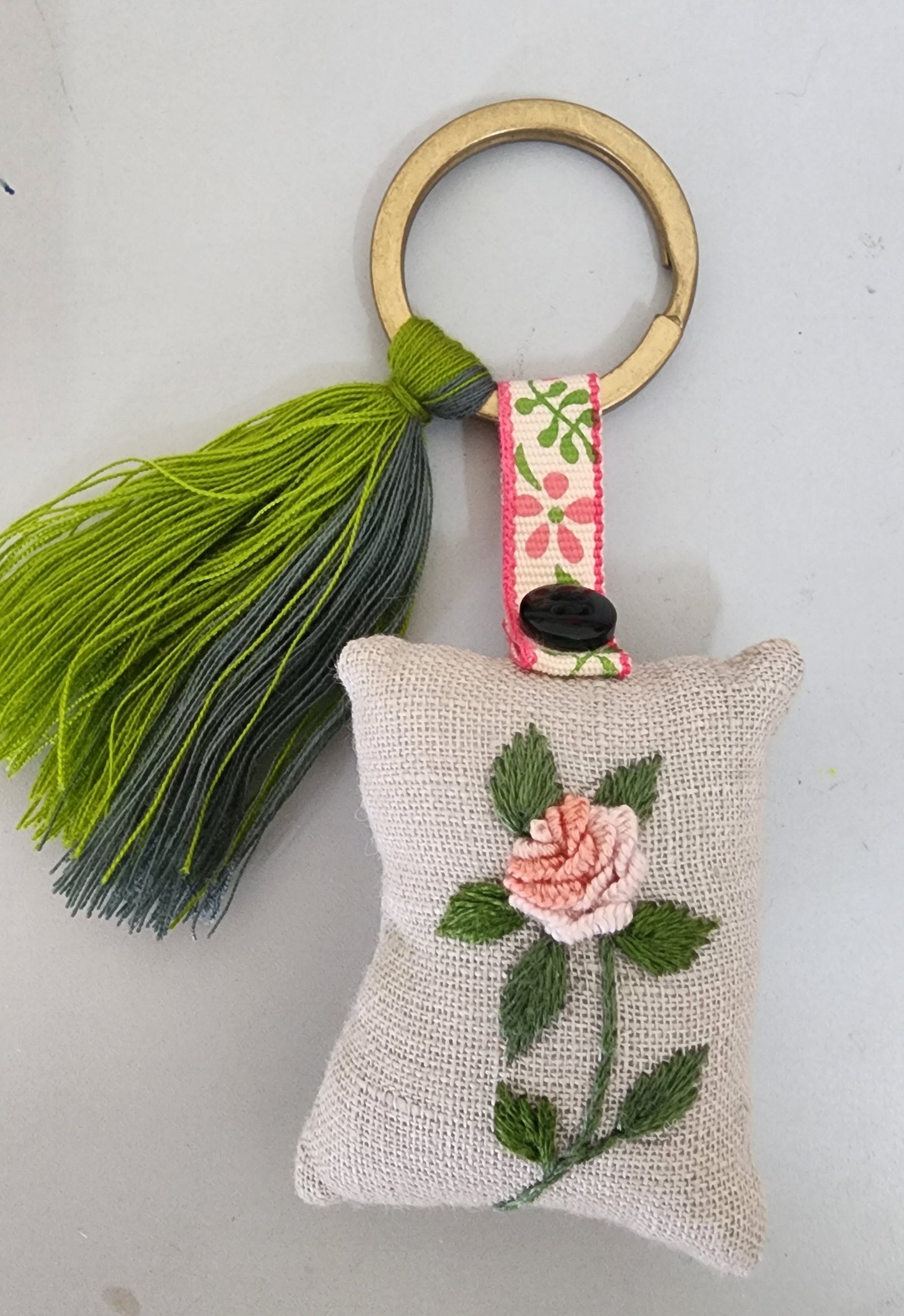 Ikali - Floral - Hand-embroidered Keychain