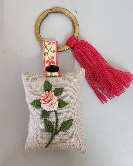 Ikali - Floral - Hand-embroidered Keychain