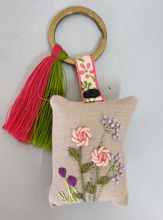 Ikali - Floral - Hand-embroidered Keychain