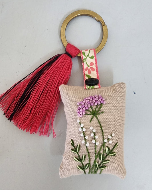 Ikali - Floral - Hand-embroidered Keychain