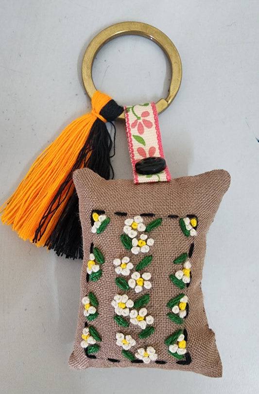 Ikali - Floral - Hand-embroidered Keychain