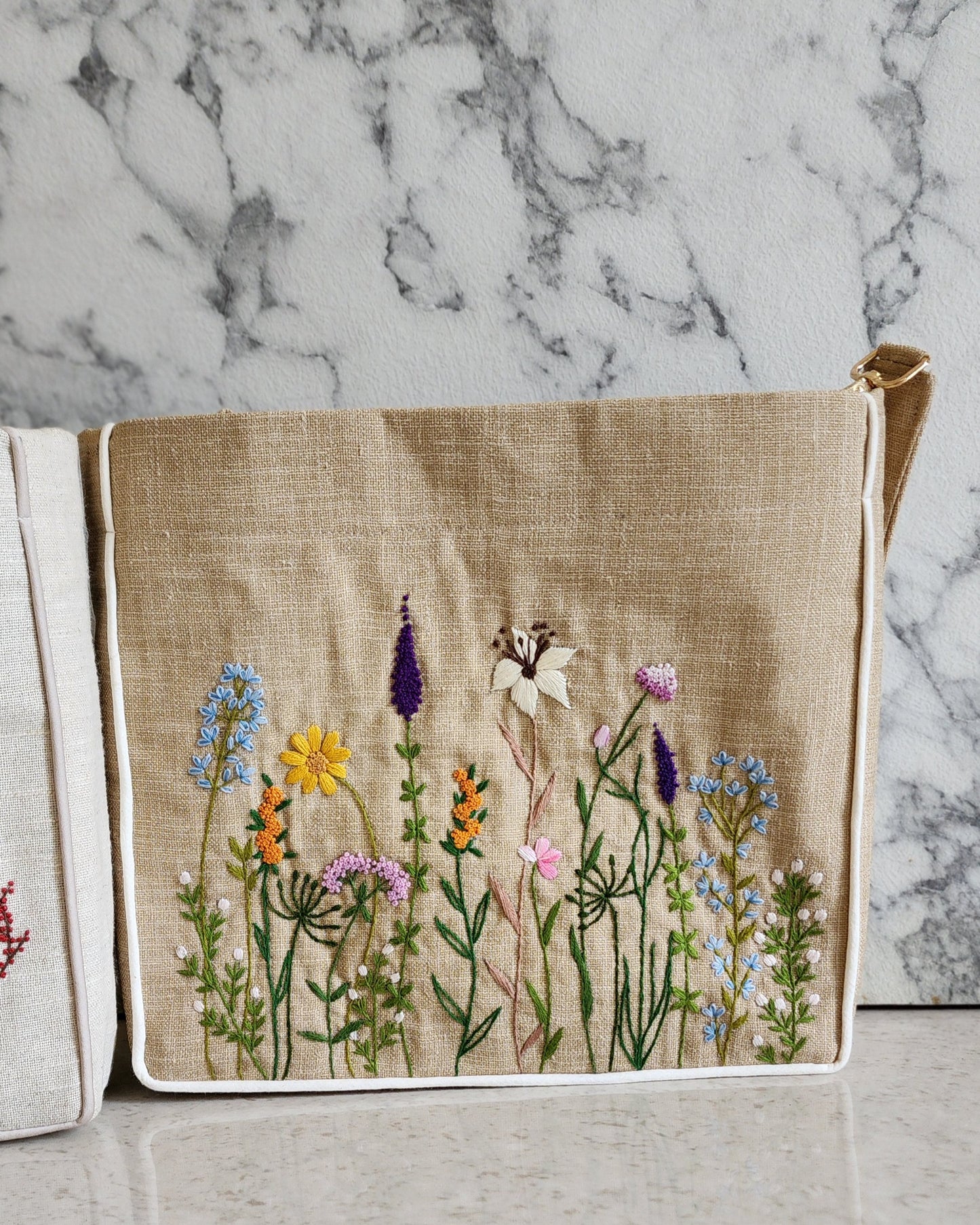 Ikali - Floral Garden - Hand-embroidered Kumstu bo Bag