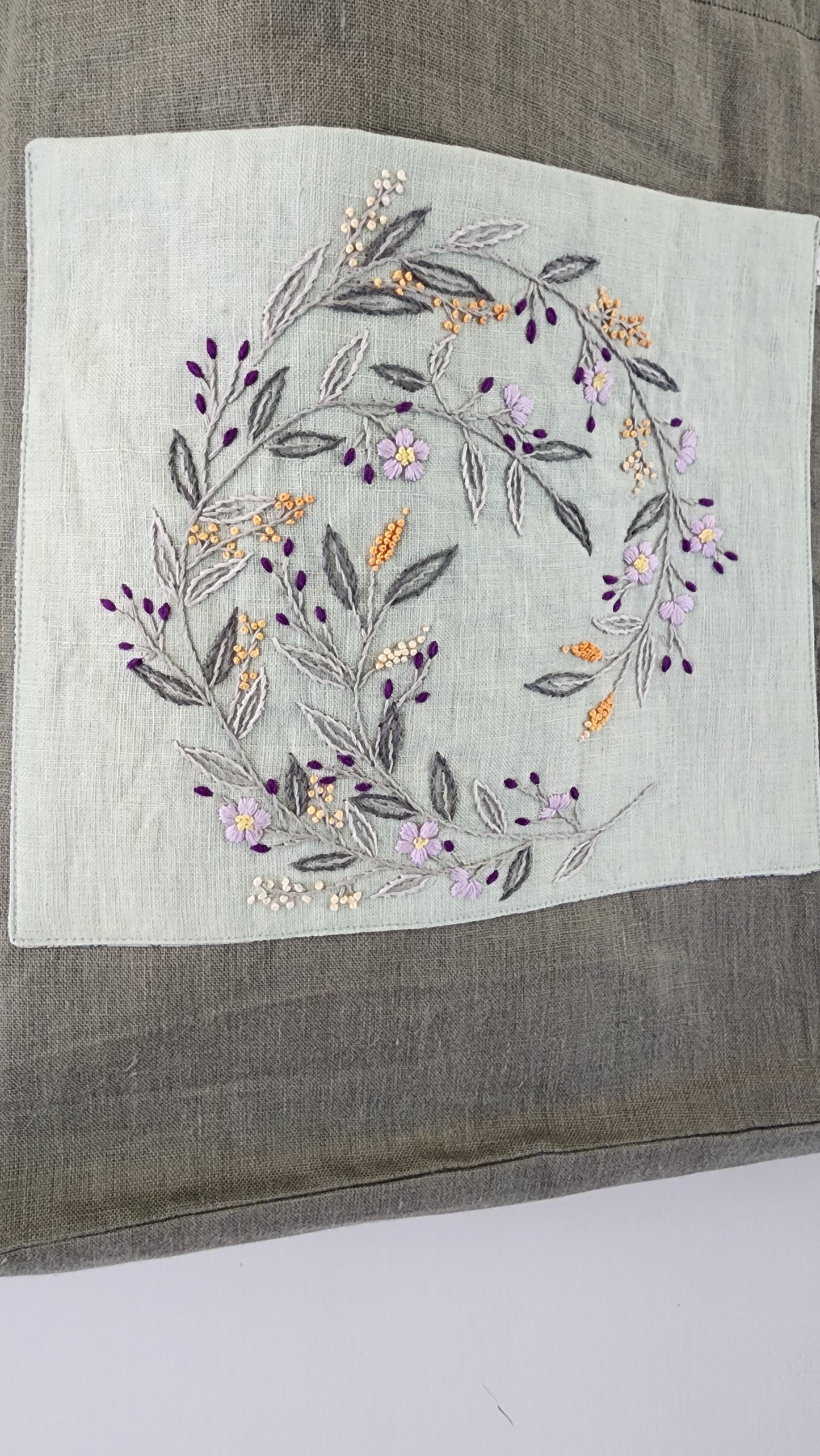 Ikali - Purple Flower Twirl - Hand-embroidered Tote
