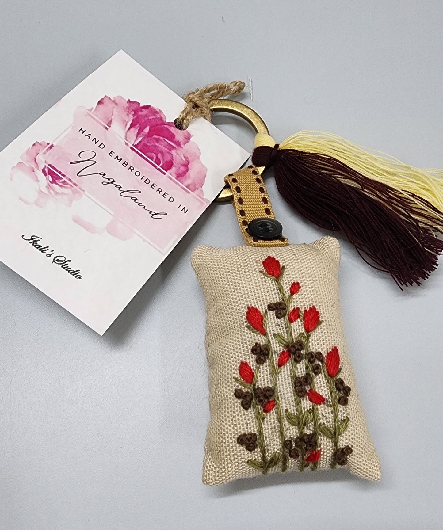 Ikali - Floral - Hand-embroidered Keychain