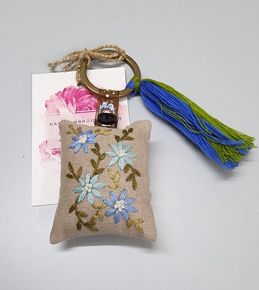 Ikali - Floral - Hand-embroidered Keychain