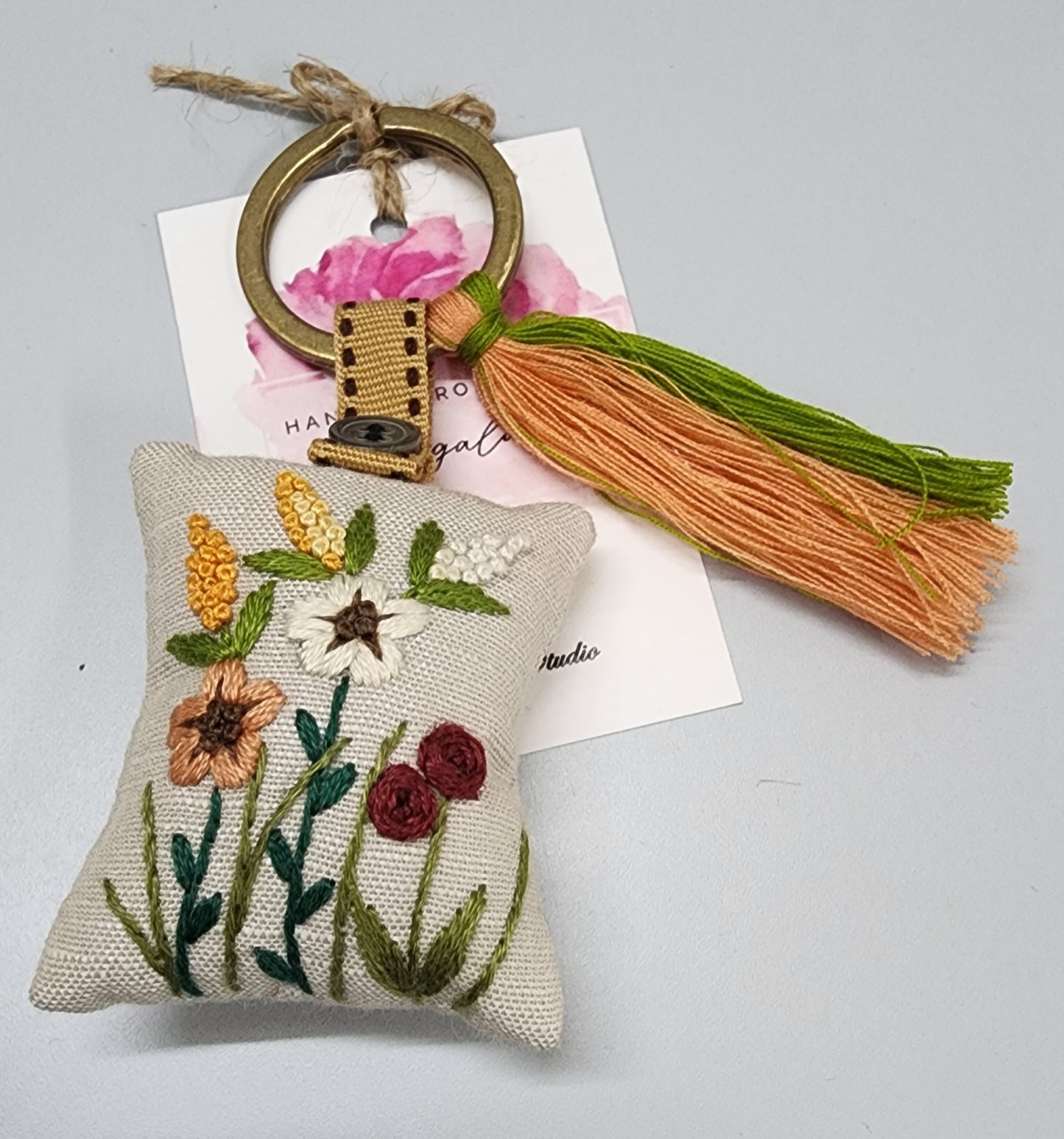 Ikali - Floral - Hand-embroidered Keychain