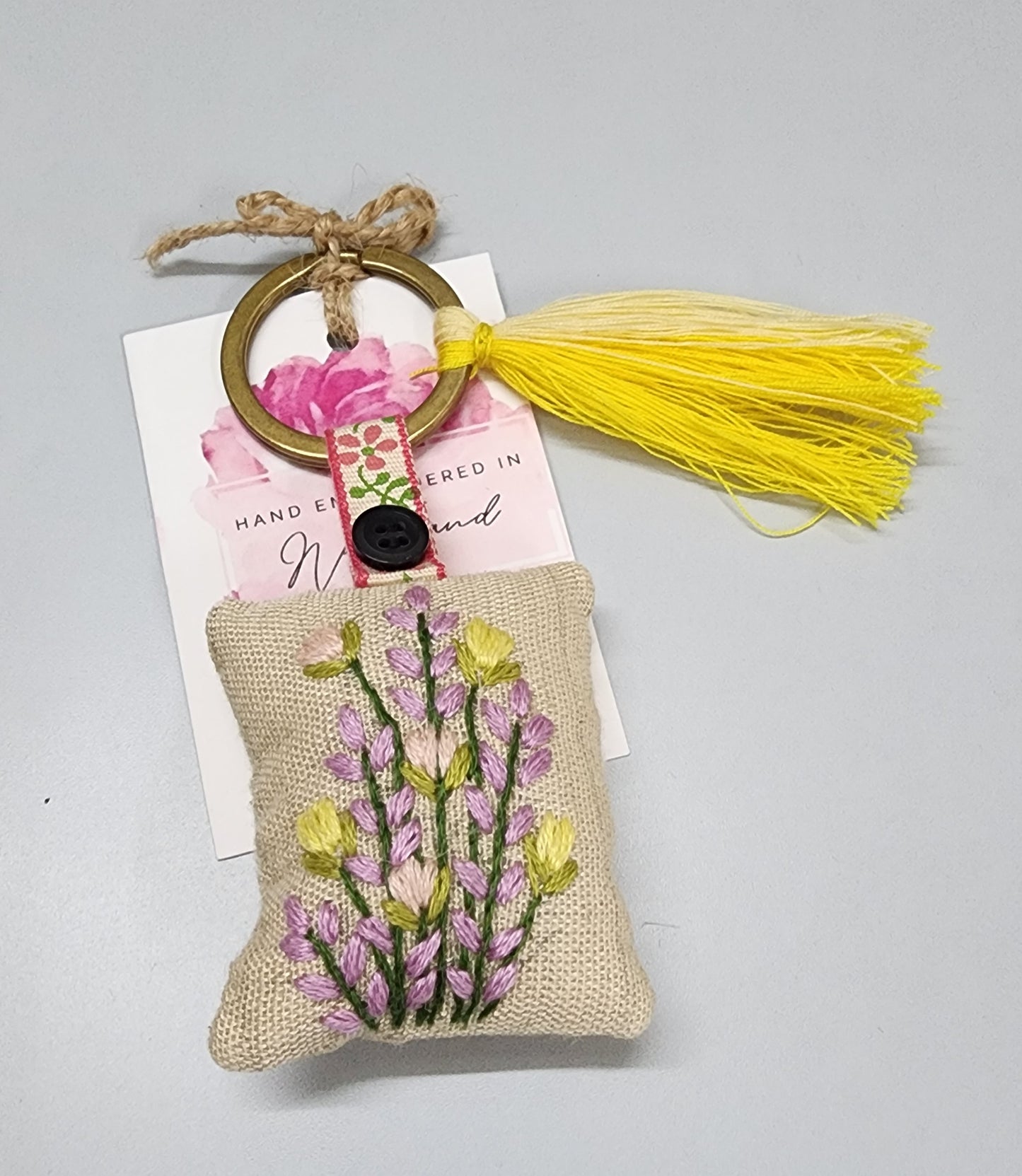 Ikali - Floral - Hand-embroidered Keychain