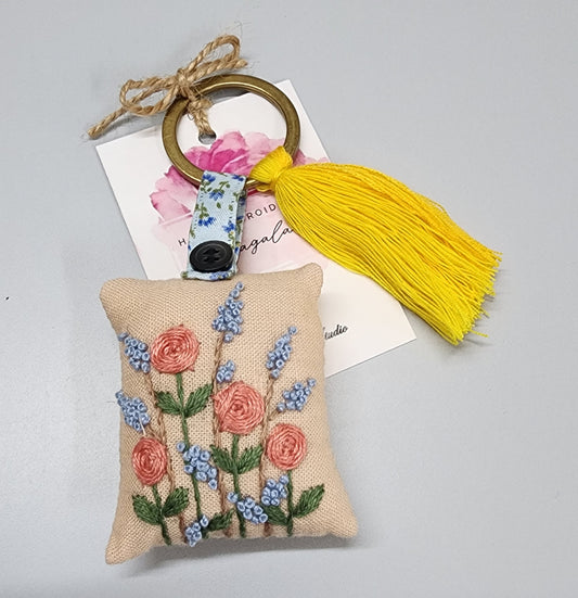 Ikali - Floral - Hand-embroidered Keychain